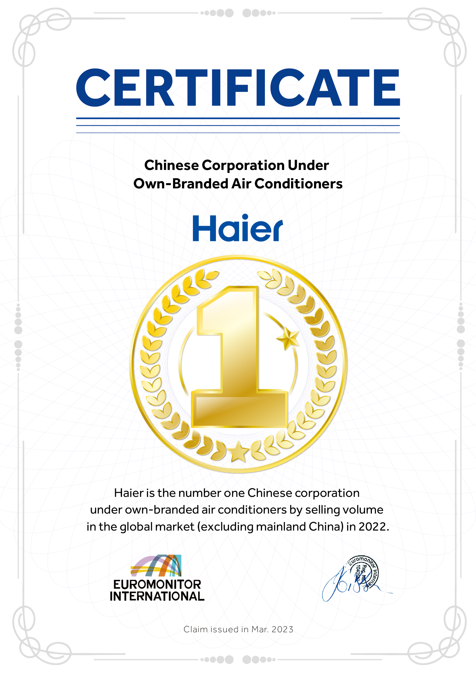 One of the certificates